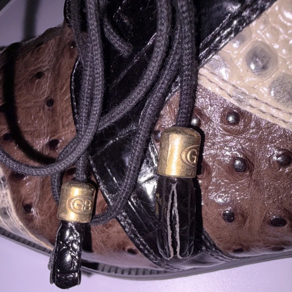 Giorgio Brutini Private Collection Two Tone Ostrich Crocodile Leather Shoes 9.5